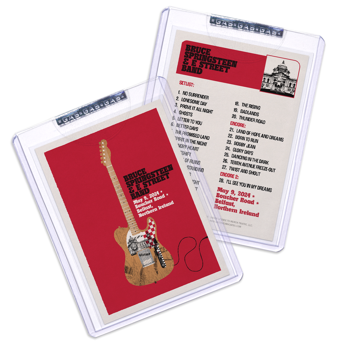 GAS BELFAST MAY 9TH Bruce Springsteen & The E-Street Band European Tour 2024 Setlist Trading Card