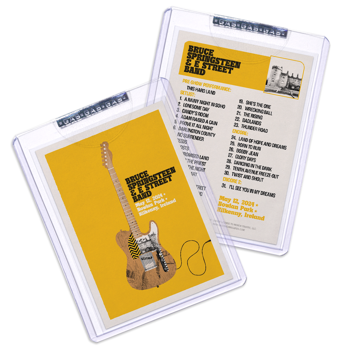 GAS KILKENNY MAY 12TH Bruce Springsteen & The E-Street Band European Tour 2024 Setlist Trading Card