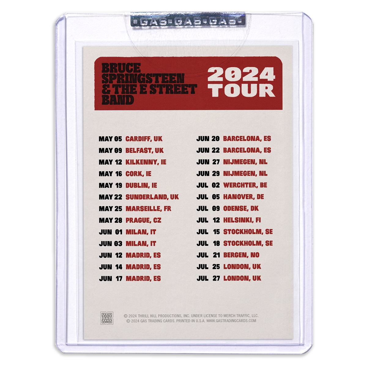 GAS Bruce Springsteen & The E-Street Band European Tour 2024 Trading Card