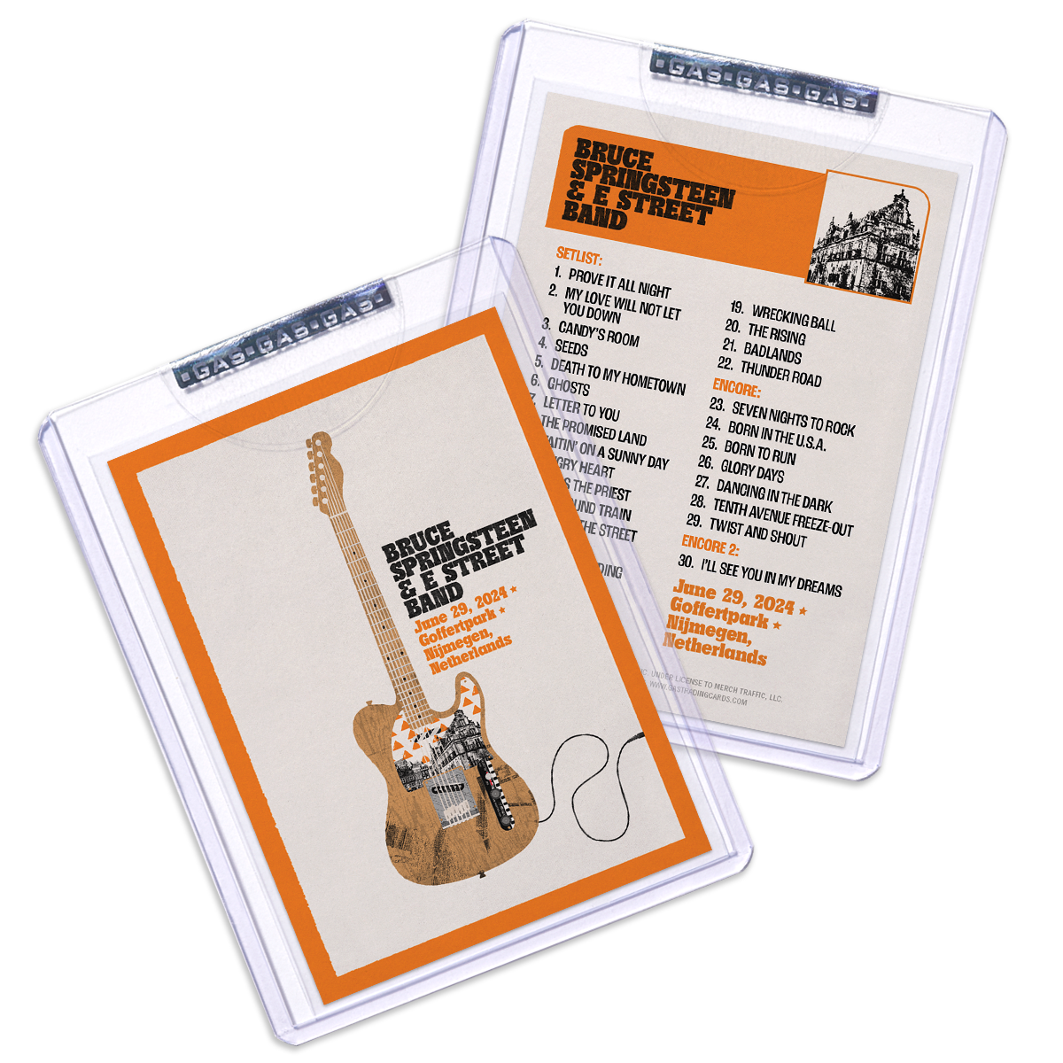 GAS NIJMEGEN JUNE 29TH Bruce Springsteen & The E-Street Band European Tour 2024 Setlist Trading Card