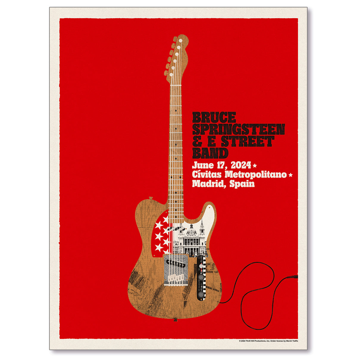 Madrid 17th June Bruce Springsteen and E Street Band World Tour 2024 Poster - Limited Edition